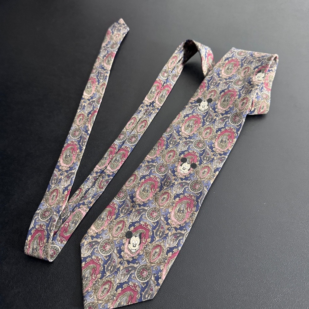 Disney Originals Necktie Mens OS Paisley Mickey‎ Mouse Silk Vintage